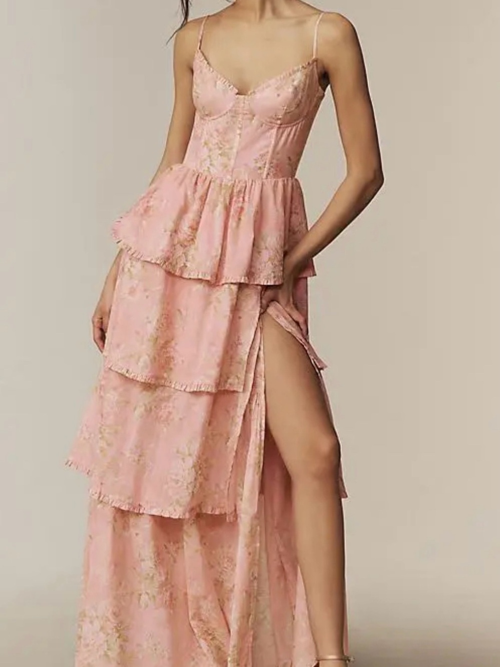 V. CHAPMAN CATERINA CORSET RUFFLE DRESS